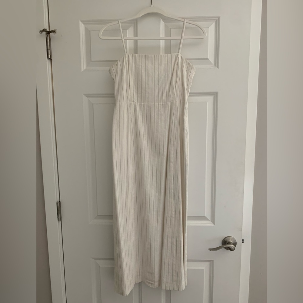 Theory Linen Striped Midi Dress